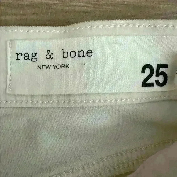 RAG & BONE HIGH RISE VELVET SKINNY JEAN ANT WHITE BONE SIZE 25 - Picture 8 of 8